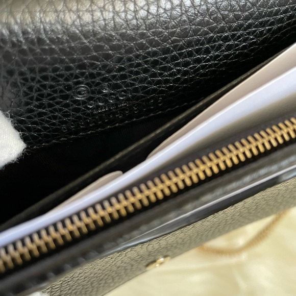 GUCCI 598211 Pebbled Calfskin Soho Wallet on Chain Crossbody Black - Picture 11 of 11